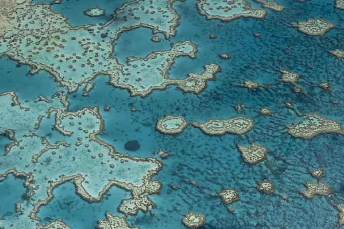 Aerial view of Hardy Reef, Great Barrier Reef, August 2011