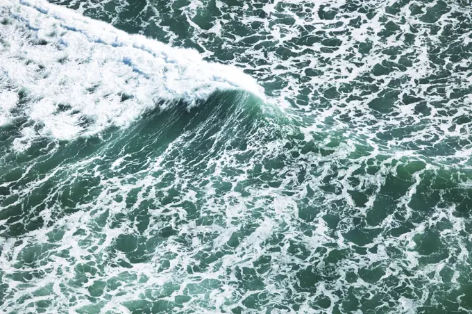 Aerial photograph of breaking waves, Cape Agulhas, South Africa, Western Cape Province, Indian Ocean, August 2009