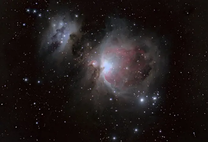 The Orion Nebula or M42 (Messier 42) as seen from Eastern Colorado in the early morning hours of October 8, 2013. Taken with digital image stacking.