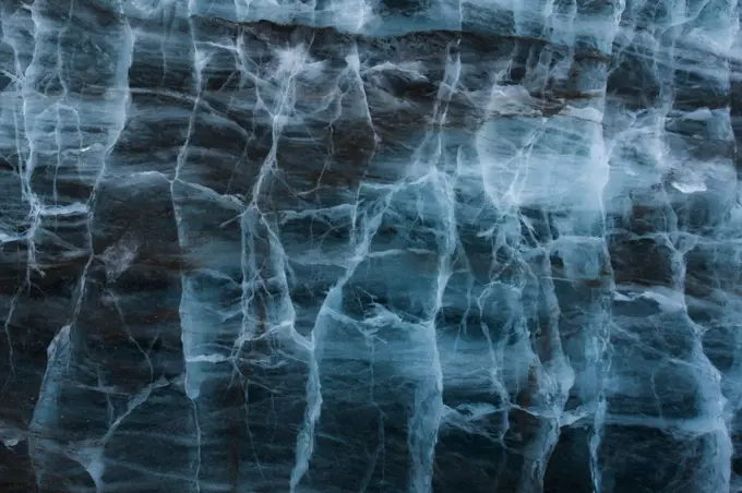 Patterns in the glacier front, near Mohn Bay, Spitsbergen, Svalbard, Norway, March.