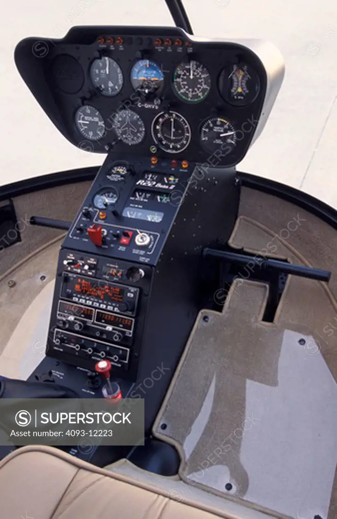 interior detail Helicopters Aviat Robinson R22 Beta II cockpit instrument panel gauges