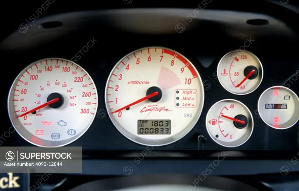 Mitsubishi Lancer Evolution 8 dashboard black gauges tachometer speedometer