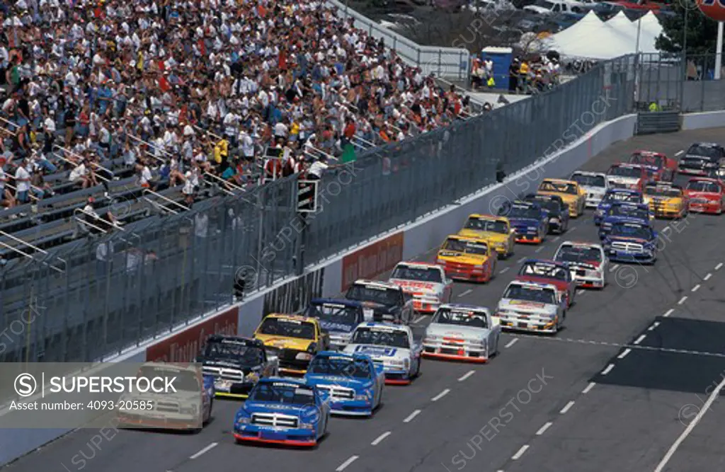 NASCAR Craftsman Truck Series green flag start stands race car cars