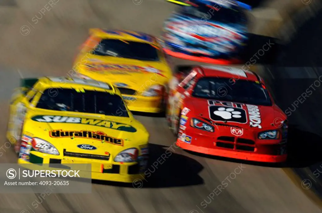 high angle NASCAR Busch Series pack passing