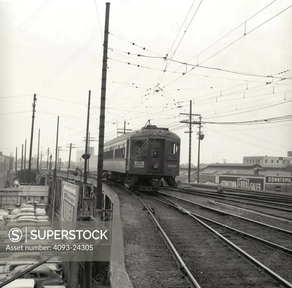 Los Angeles 1961 1960s tracks switchyard electric cable car nostalgia street city