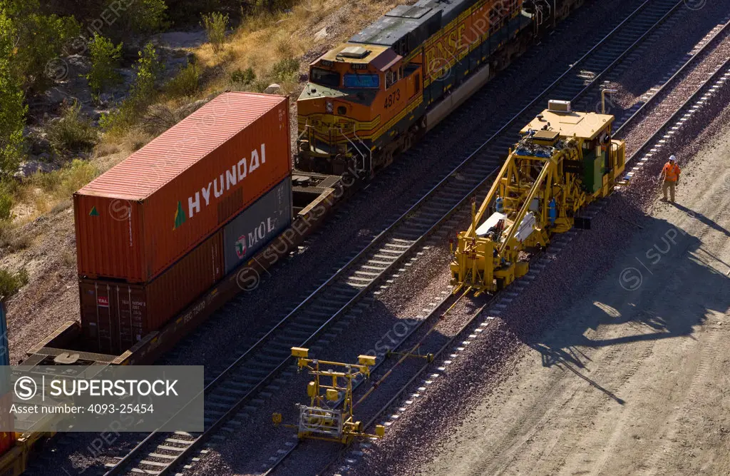 BNSF track maintenance crew in the Cajon Pass.