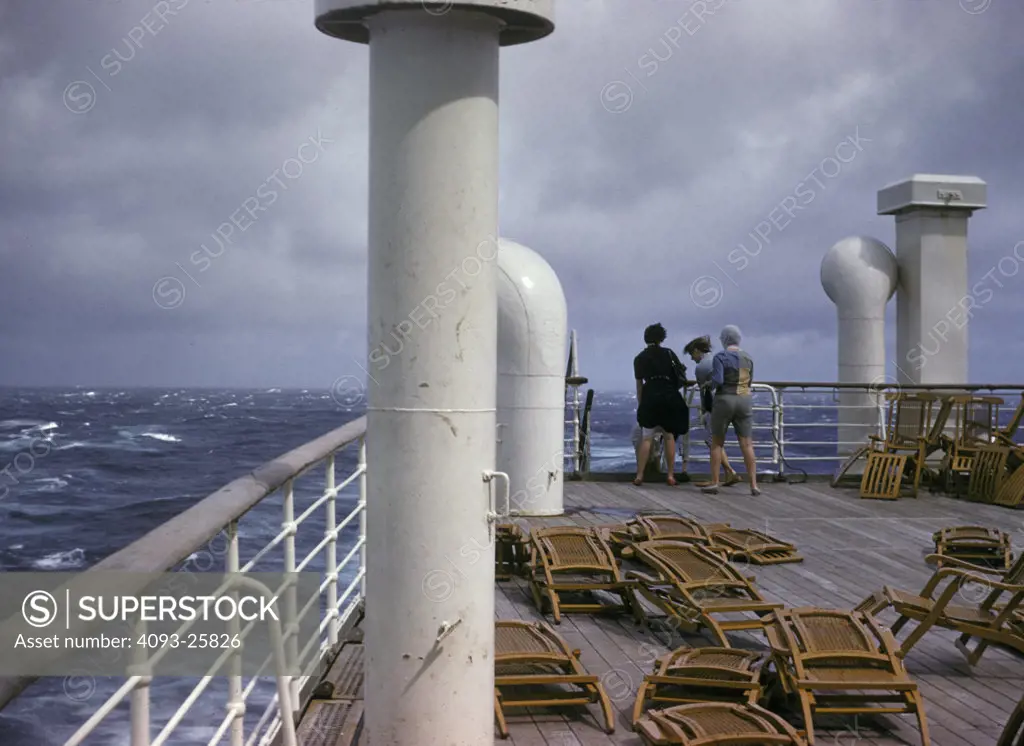 overhead Commercial cruise ship deck storm