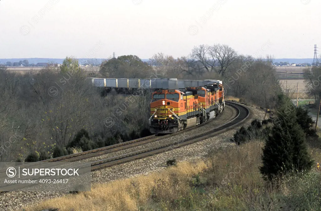 intermodal General Electric Dash 9-44CW BNSF 4720 Burlington Northern Santa Fe locomotive curve street