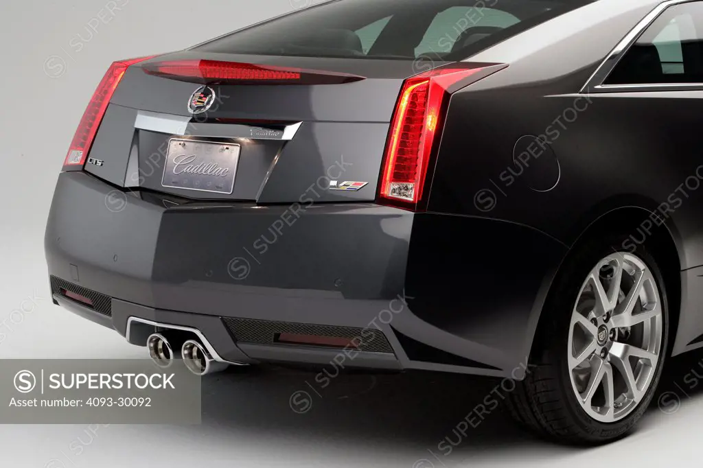 2011 Cadillac CTS-V Coupe showing the rear bumper, exhaust pipes 