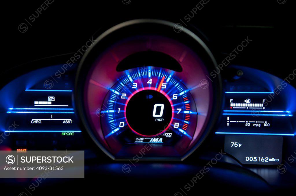 Interior view of the instrument cluster of a 2012 Honda CRZ - SuperStock