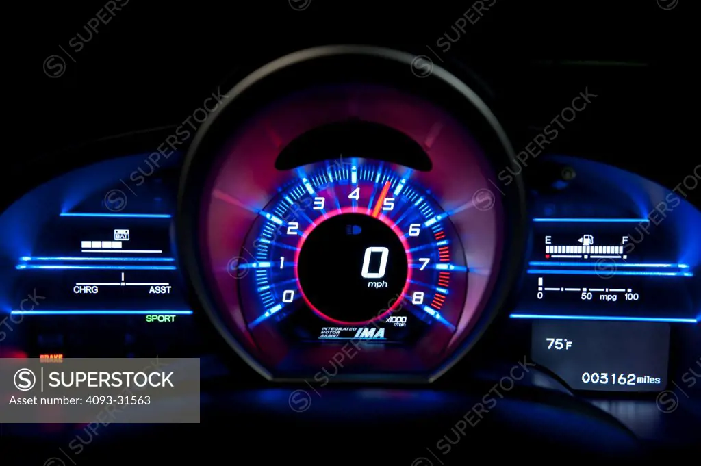 Interior view of the instrument cluster of a 2012 Honda CRZ