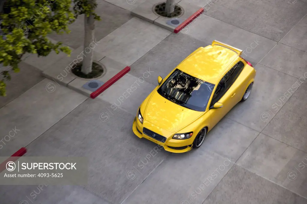 2007 Volvo C30 SEMA Evolve yellow hatchback modified and raced out tricked out super charged