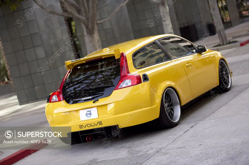 2007 Volvo C30 SEMA Evolve yellow hatchback modified and raced out tricked out super charged