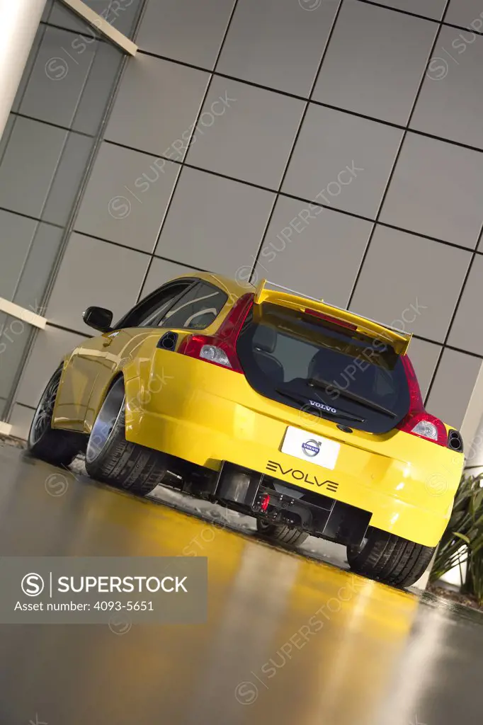 2007 Volvo C30 SEMA Evolve yellow hatchback modified and raced out tricked out super charged