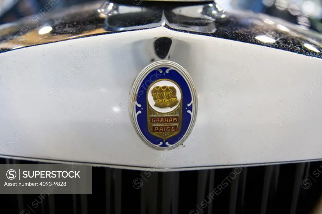 Badge / Logo of a 1929 Graham Paige Model 827 Sedan. Owned by the Nethercutt Museum in Sylmar, California.