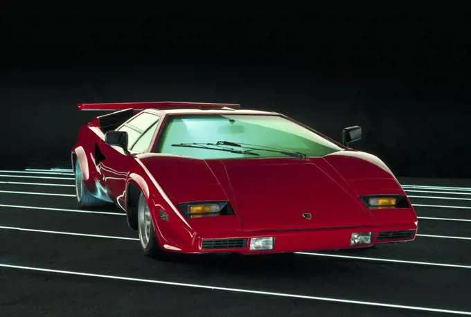 Lamborghini Countach 1983 1980s red neon