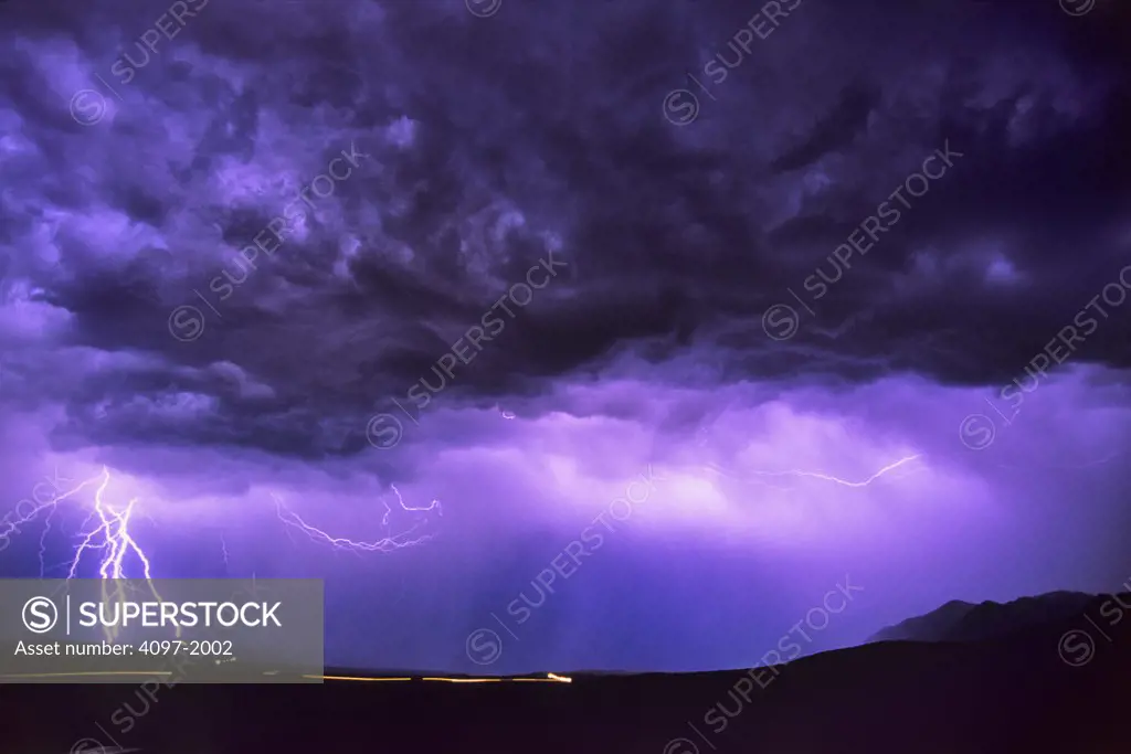 Lightning on a landscape, Alberta, Canada