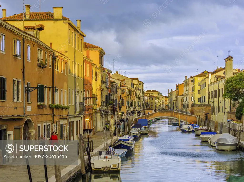 Rio della Misericordia canal at sunset in Venice, Italy