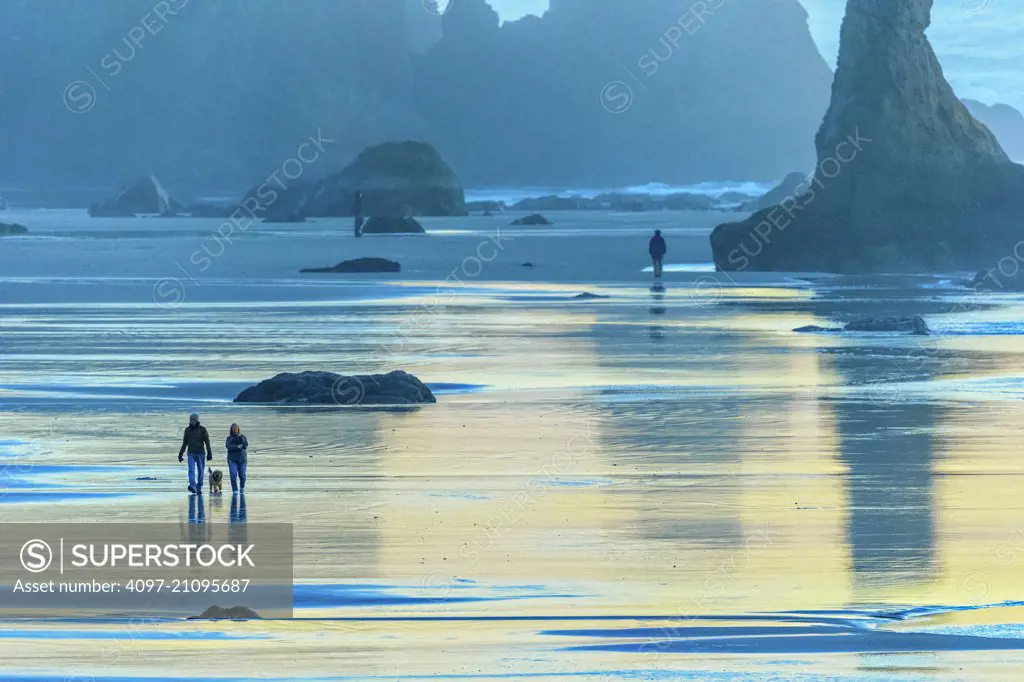 Sea stacks off town of Bandon on Oregon Coast