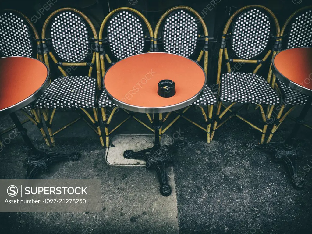 Outdoor restaurant seating in Paris, France