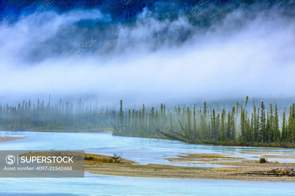 Athabasca River in Jasper National Park in Alberta, Canada