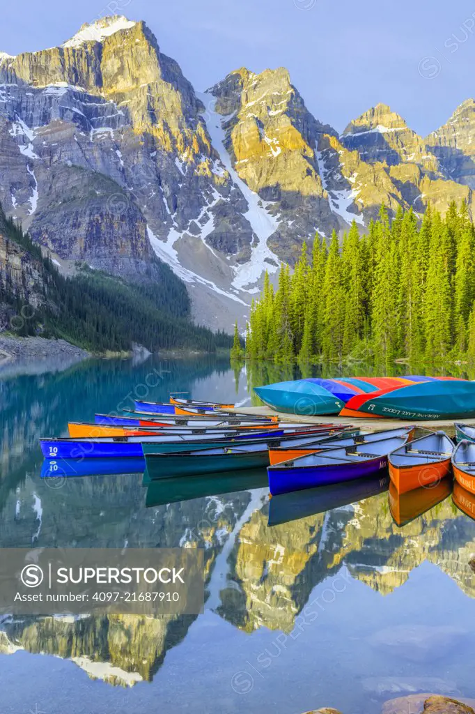 Canoe rentals at Moraine Lake in Banff National Park, Alberta Canada