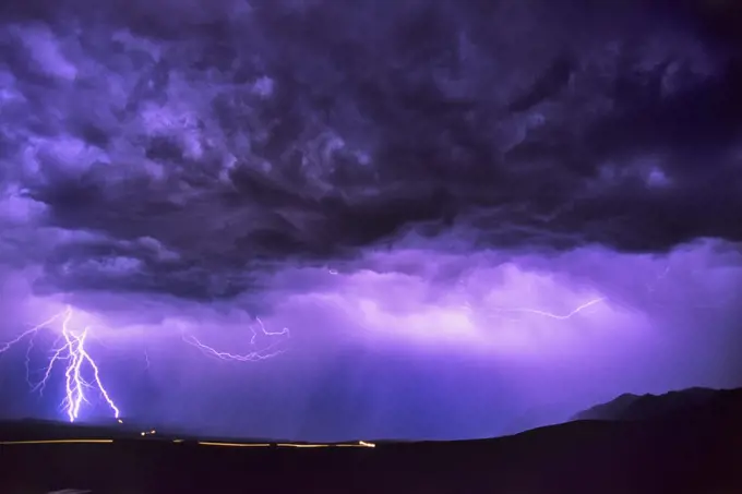 Lightning on a landscape, Alberta, Canada