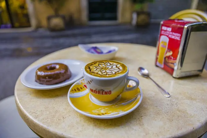 Cappaccino at outdoor cafe, Rome