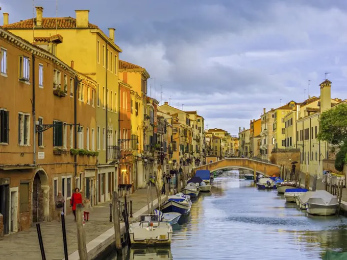 Rio della Misericordia canal at sunset in Venice, Italy