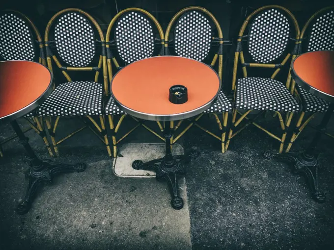 Outdoor restaurant seating in Paris, France