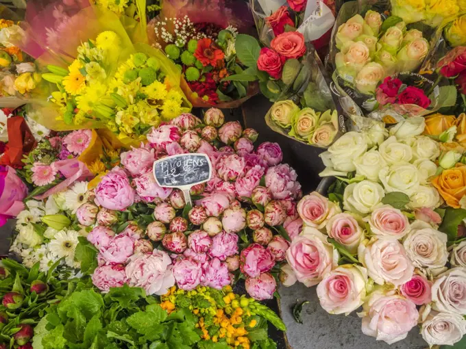 Street flower shop in Paris, France