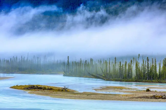 Athabasca River in Jasper National Park in Alberta, Canada