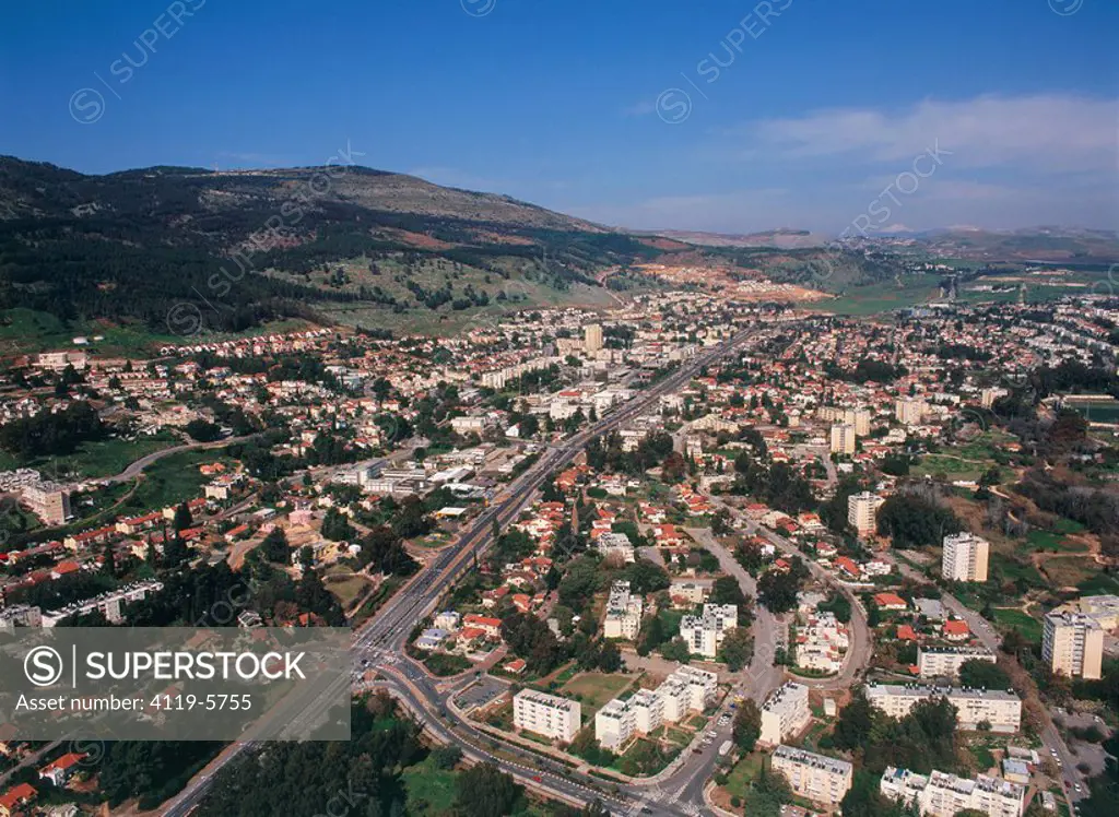 Aerial photograph of the city of Kiryat Shmona in the Upper Galilee