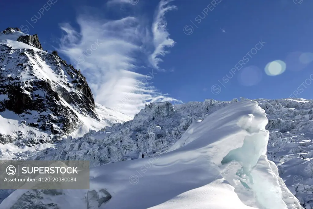 Seracs of Geant, Mont Blanc massif, Haute-Savoie, Alps, France