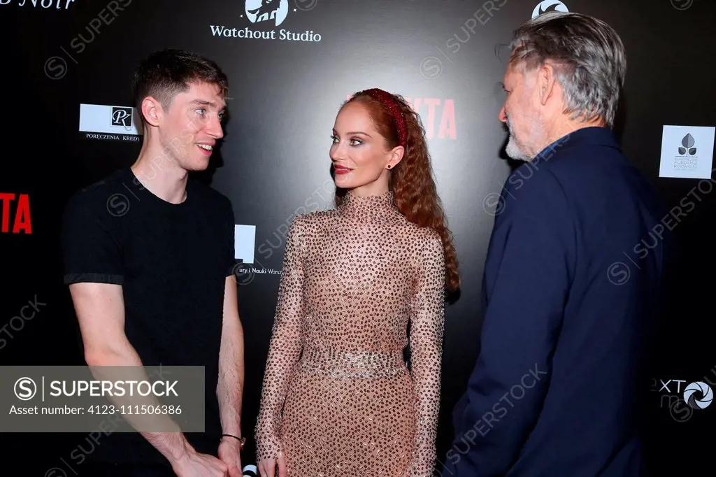 Premiere of The Coldest Game movie on November 4, 2019. Warsaw, Poland. Pictured: Bill Pullman, James Bloor, Lotte Verbeek