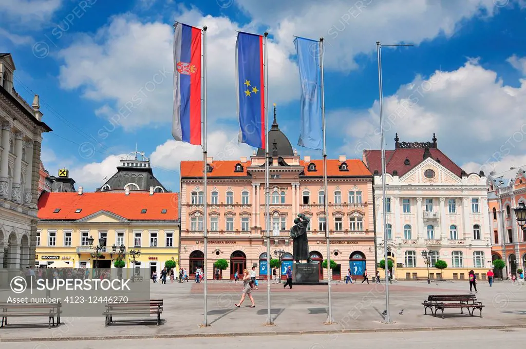 Grand Hotel Majer (Vojvodjanska Banka) on the central square in Novi Sad Serbia