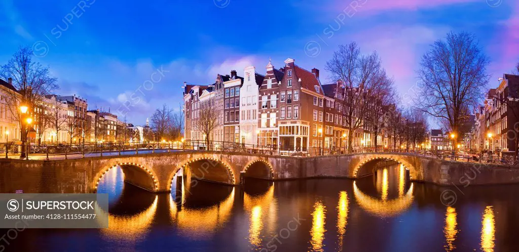 Keizersgracht Canal, Amsterdam, Netherlands, at dusk