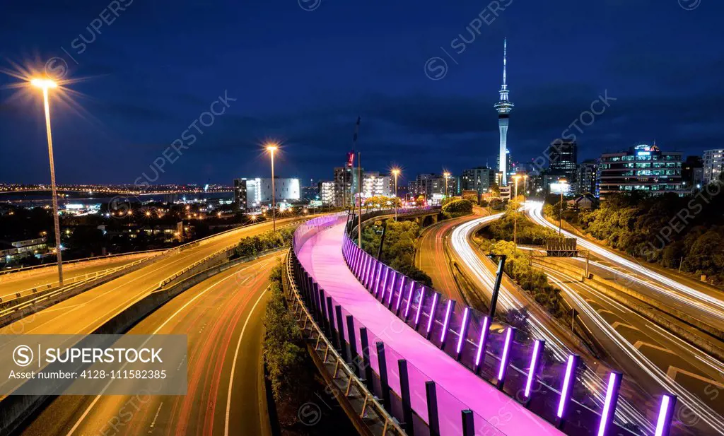 Auckland, New Zealand, at night.