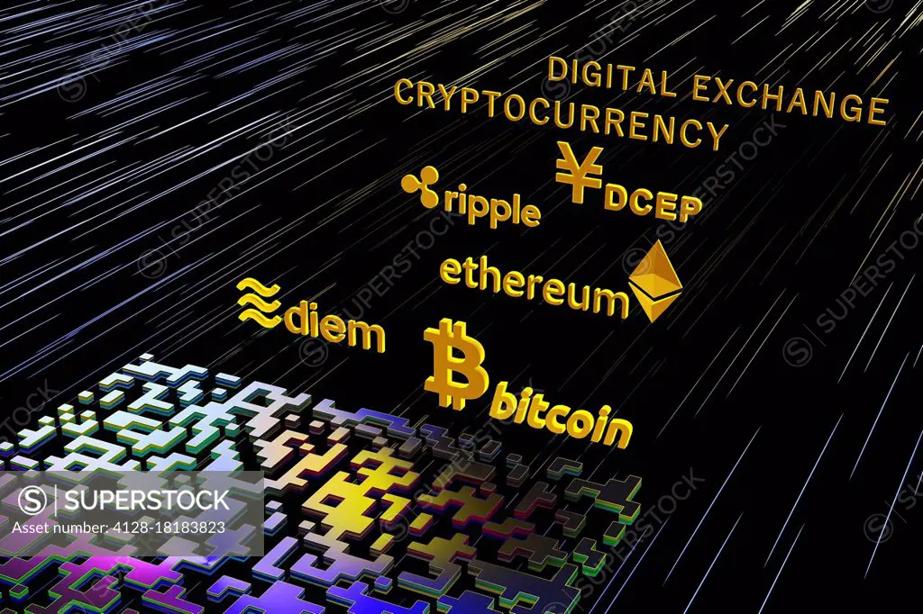 Cryptocurrencies, conceptual illustration