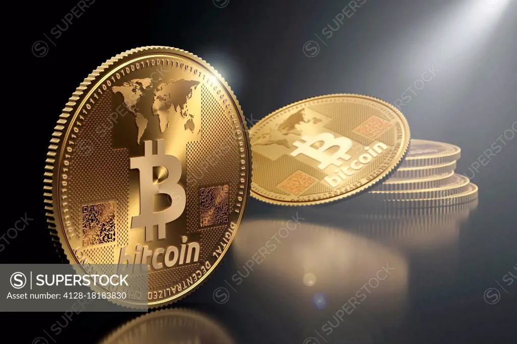 Bitcoin cryptocurrency, conceptual illustration