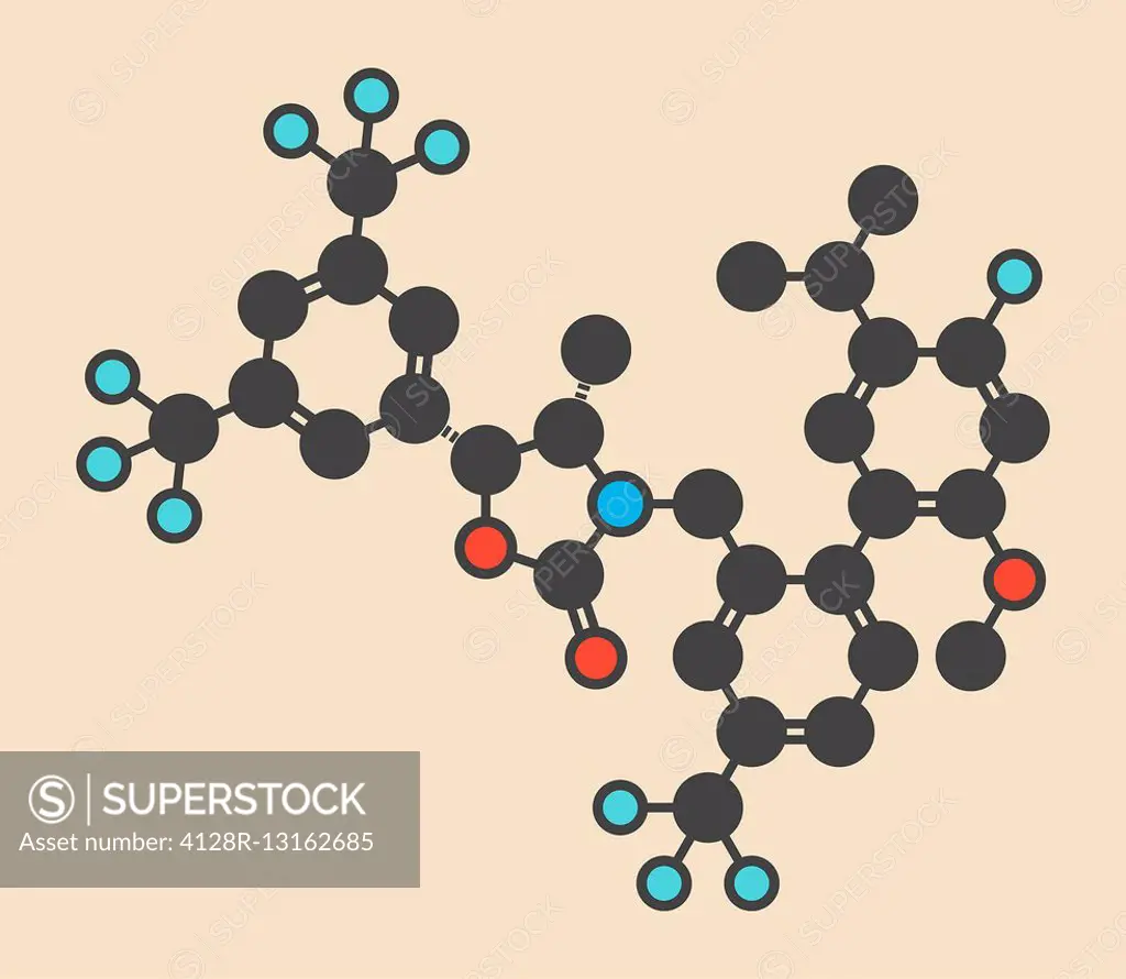 Anacetrapib hypercholesterolemia drug molecule. CETP (cholesterylester transfer protein) inhibitor for the treatment of elevated cholesterol levels. S...