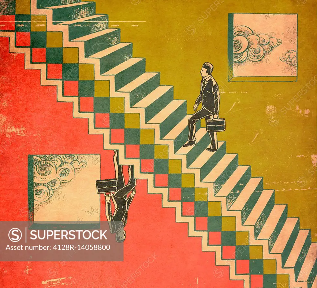 Conceptual illustration of businessmen on steps