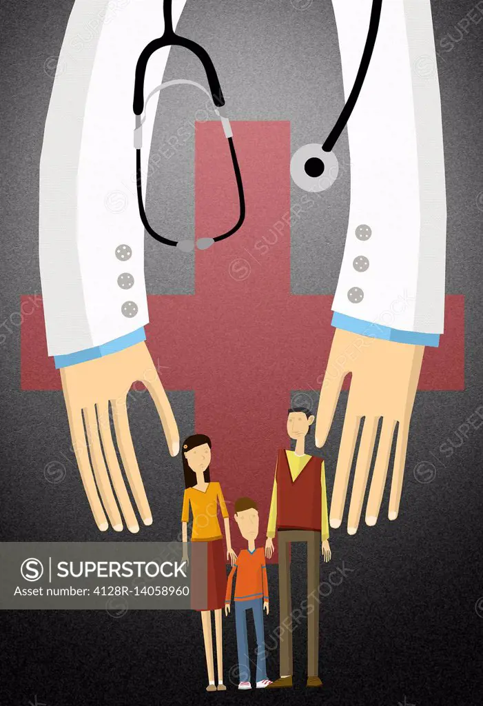 Illustration of a family covered under medical insurance