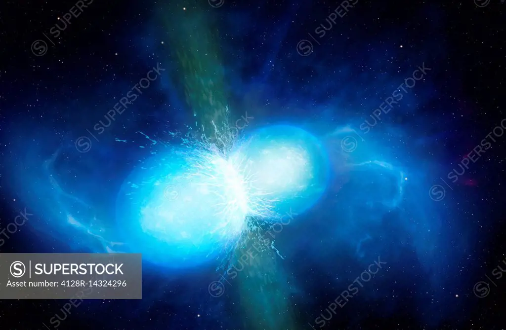 Merging neutron stars, illustration