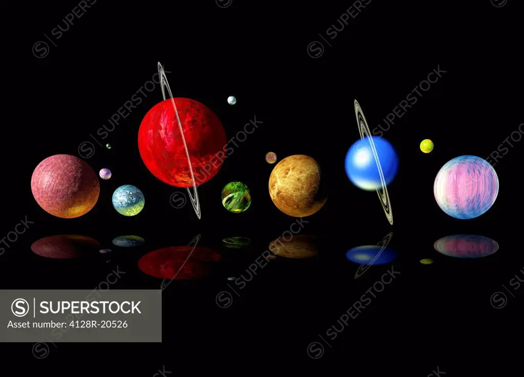 Alien solar system, artwork