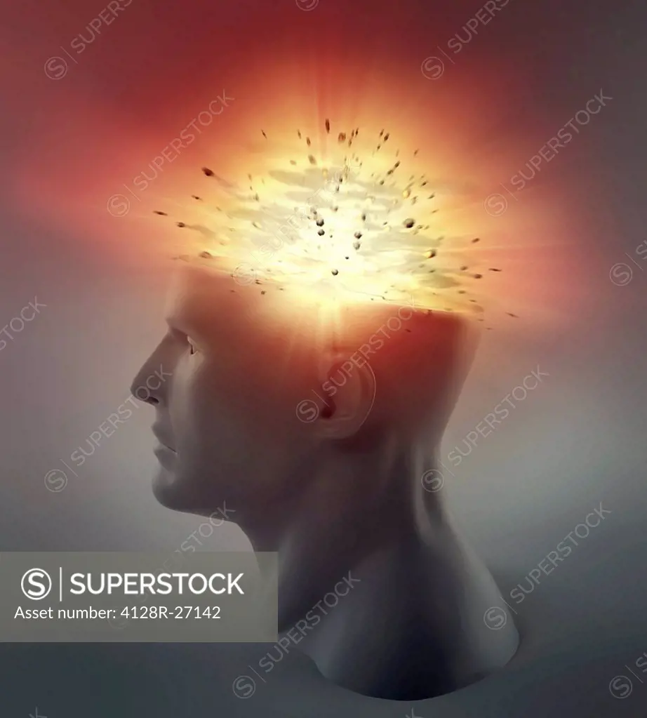 Exploding brain, computer artwork.