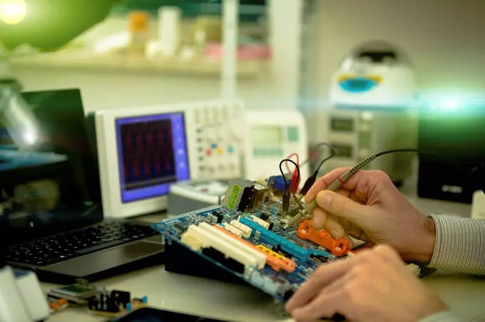 Person working in a computer laboratory.