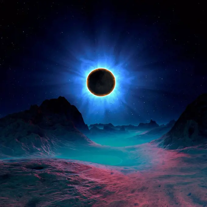 Solar eclipse in alien planetary system