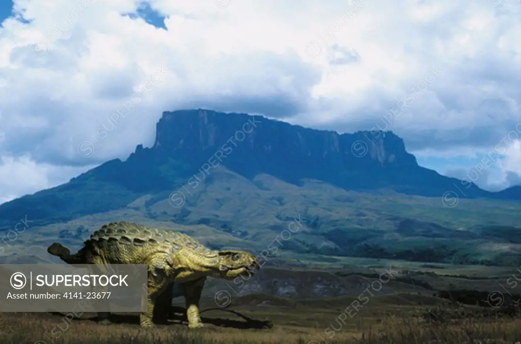 ankylosaur magniventris an armored, plant-eating ornitischian dinosaur from the cretaceous period - roaming the plains of what is today the state of montana in north america.