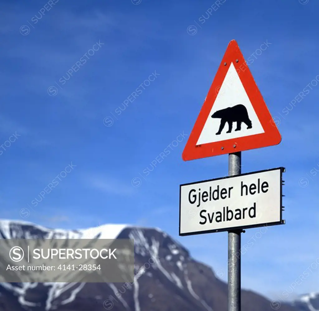 polar bear warning sign svalbard.